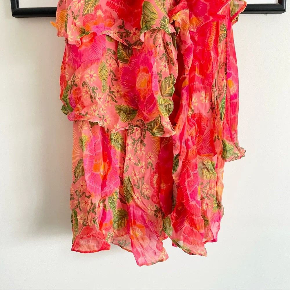 Farm Rio Blooming Floral Maxi Dress XS Smocked Puff Sleeve NWT - Picture 15 of 16